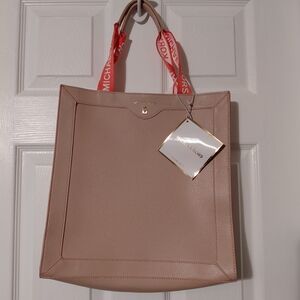 Michael Kors Tan Tote with Red Handles